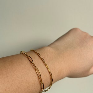 Paperclip Bracelet / Gold Plated Bracelet / Dainty / Gift / Paperclip Chain / Gold Bracelet / Gold Chain image 4