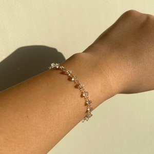 Gold and Crystal Bracelet / Beaded Bracelet / Gold Bracelet / Gold Chain / Gold Jewelry / Jewellery Gift