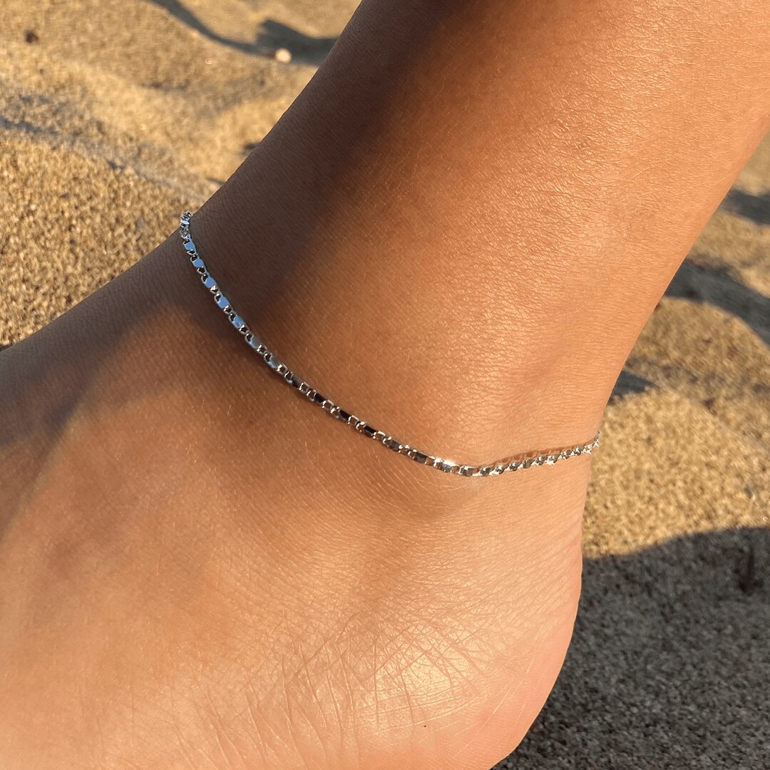 Silver Anklet / Anchor Chain Anklet / Gift / Chain / Silver Chain / Dotted Chain / Anklet