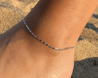 Silver Anklet / Anchor Chain Anklet / Gift / Chain / Silver Chain / Dotted Chain / Anklet / Dainty Anklet / Silver Anchor Chain