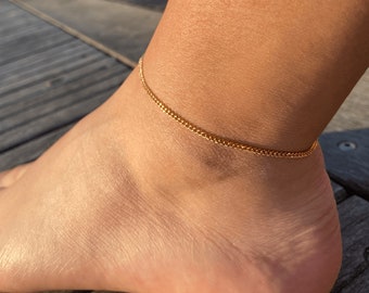 Cuban Chain Anklet / Gold Anklet / Gift / Chain / Curb Chain / Gold Cable Chain / Curb Chain