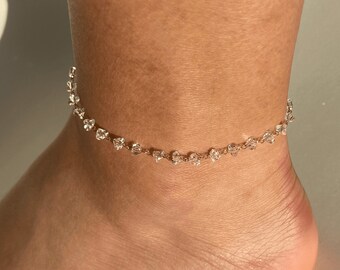 Bracelet de cheville en perles / Bracelets de cheville en or / Chaîne de cheville en or / Chaîne en or / Bijoux d'été / Bracelet de cheville / Bracelets de cheville en pointillés / Bracelet de cheville en or et cristaux