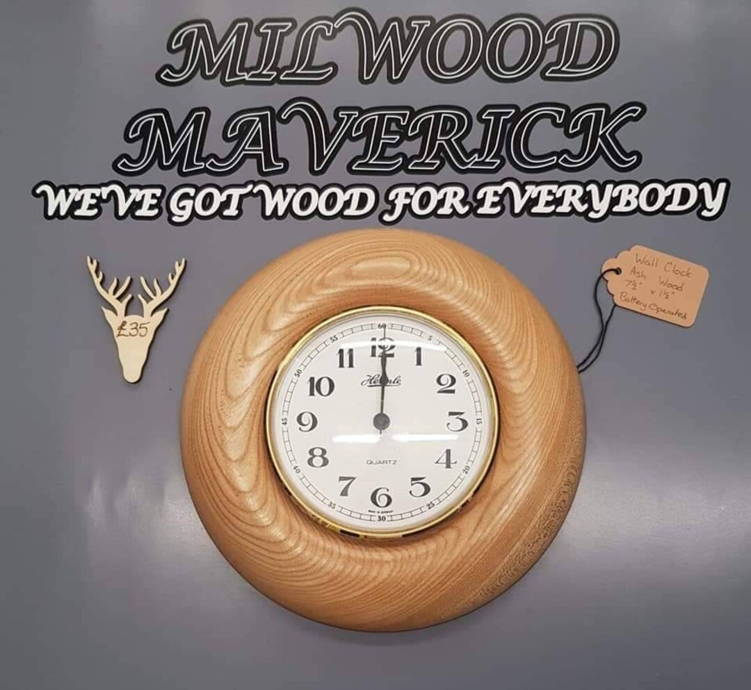 Lathe Turned Ash Wood Arabic Style Numeral Wall Clock Etsy