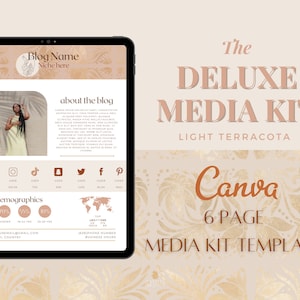 Deluxe Blogger Media Kit - Canva Template for Bloggers - Beige, Light Terracota Media Kit - 6 page Media Kit for Businesses, Freelancers