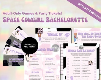 Space Cowgirl Bachelorette Games Instant Download | Disco Cowgirl