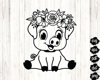 Download Floral Pig Svg Etsy