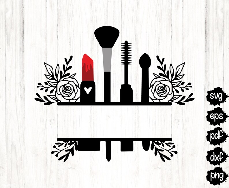 Digital Download Mascara svg Cut file Lipstick svg Makeup Split Monogram frame Glamour monogram SVG,PNG,Eps,DXF,Pdf cricut Silhouette