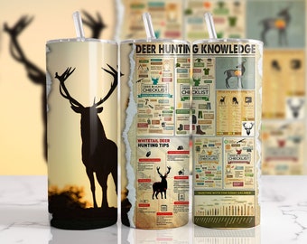 20 Oz Skinny Tumbler Deer Hunting Knowledge Sublimation Design Digital ...