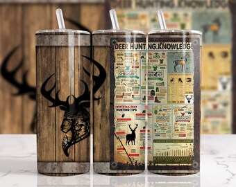 20 Oz Skinny Tumbler Deer Hunting Knowledge Sublimation Design Digital ...