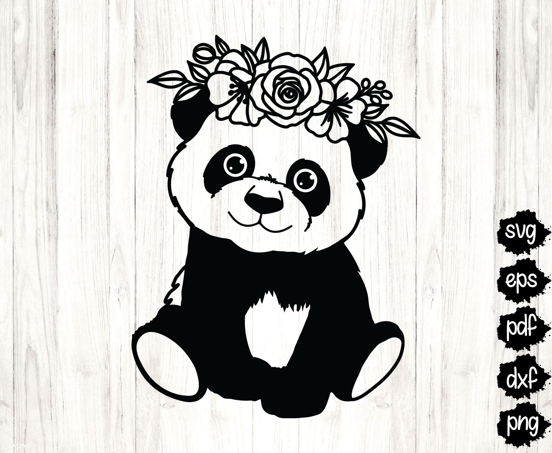 Baby Panda Svg Panda Blume Svg Floral Svg Süßer Panda Mit Etsy