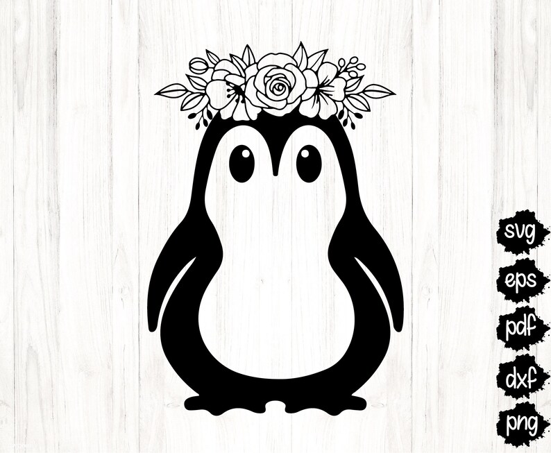 Download Cute Penguin With Flowers On Head Svg Floral Crown Svg Penguin Cut File Penguin Svg Baby Penguin With Flower Crown Svg Digital Download Digital Prints Art Collectibles Autorentreff Badcamberg De