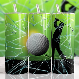 Golf Ball Crackle Man Sublimation Designs Downloads - 20oz Skinny Tumbler - PNG