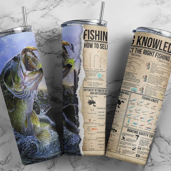 Fishing Knowledge Sublimation Designs Downloads - 20oz Skinny Tumbler - PNG