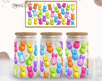 Colorful Easter Bunny Clipart PNG Bundle | Cute 3D Bunny Easter Eggs | Spring Sublimation Designs Downloads - 16oz. Libbey Glass Can Tumbler