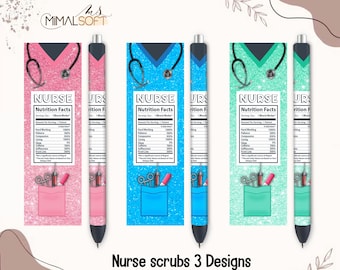 Nurse Uniform Glitter, Nurse Life, Nutrition Facts Funny Sublimation Designs Downloads- Pen Wraps - PNG