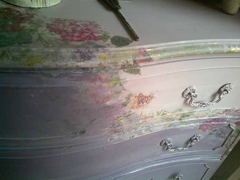 French Bedroom Antique Dresser/mirror. Decoupaged, and Hand Painted. - Etsy