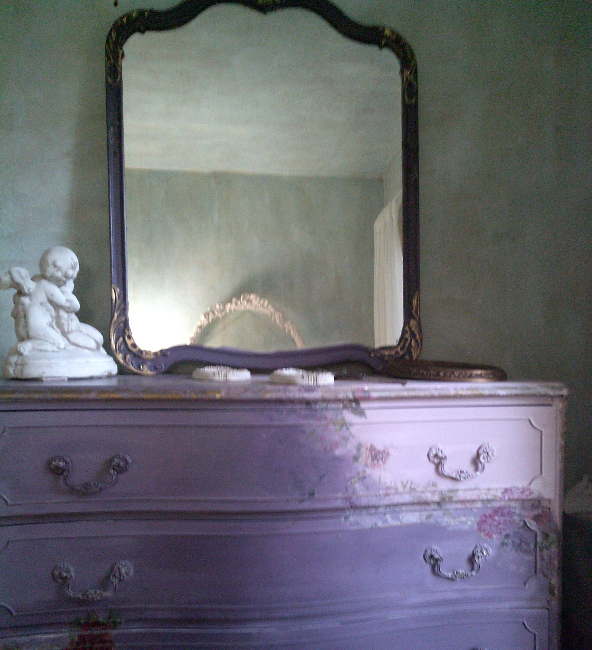 French Bedroom Antique Dresser/mirror. Decoupaged, and Hand Painted. - Etsy