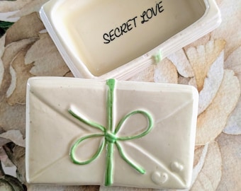 Vintage Ceramic Envelope Bundle “Secret Love” Trinket Box