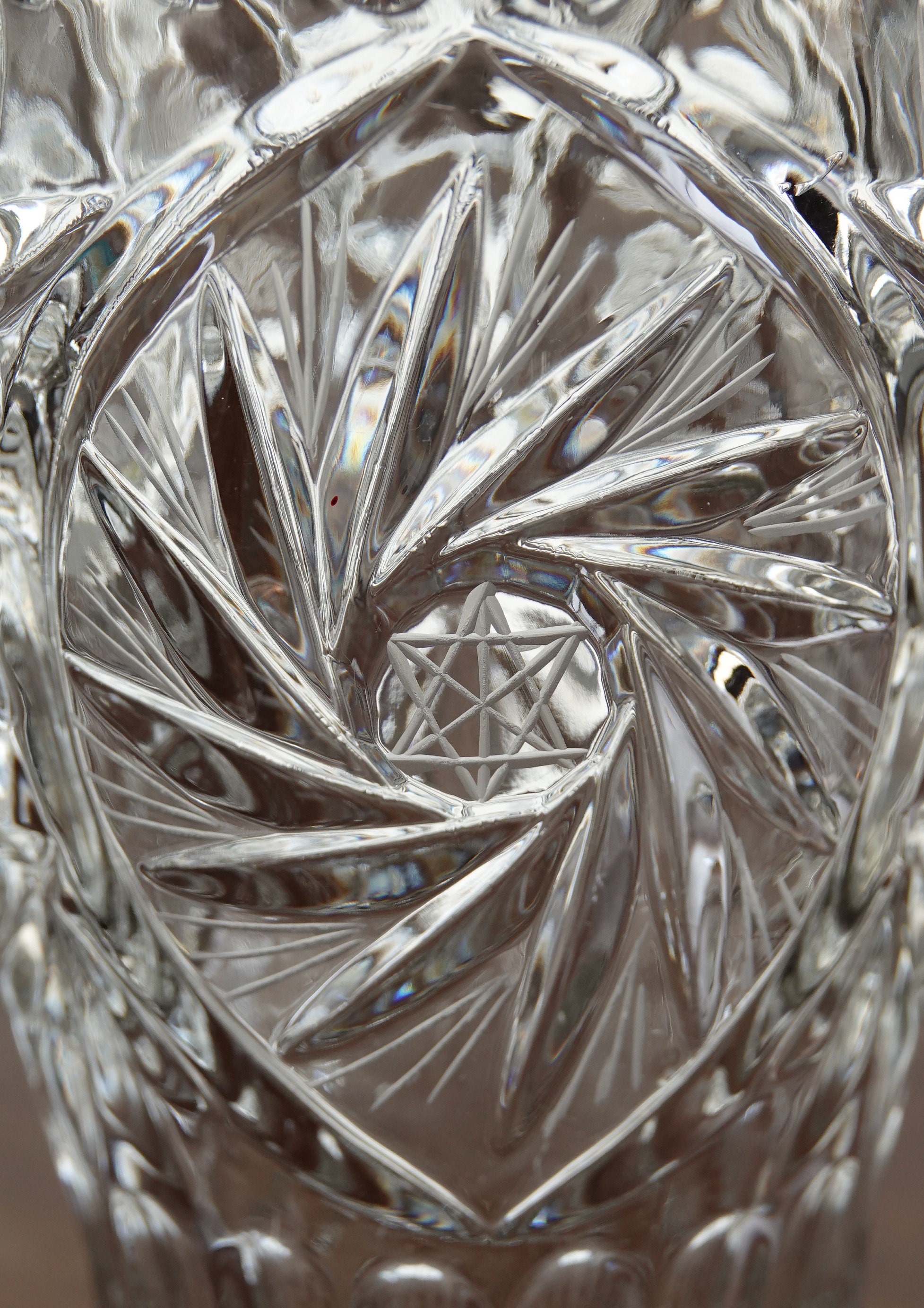 Vintage Crystal VASE Pinwheel Star of David Etsy