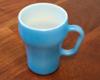 Vintage ANCHOR HOCKING Fire-King Turquoise Blue and White Oven-Proof Mug