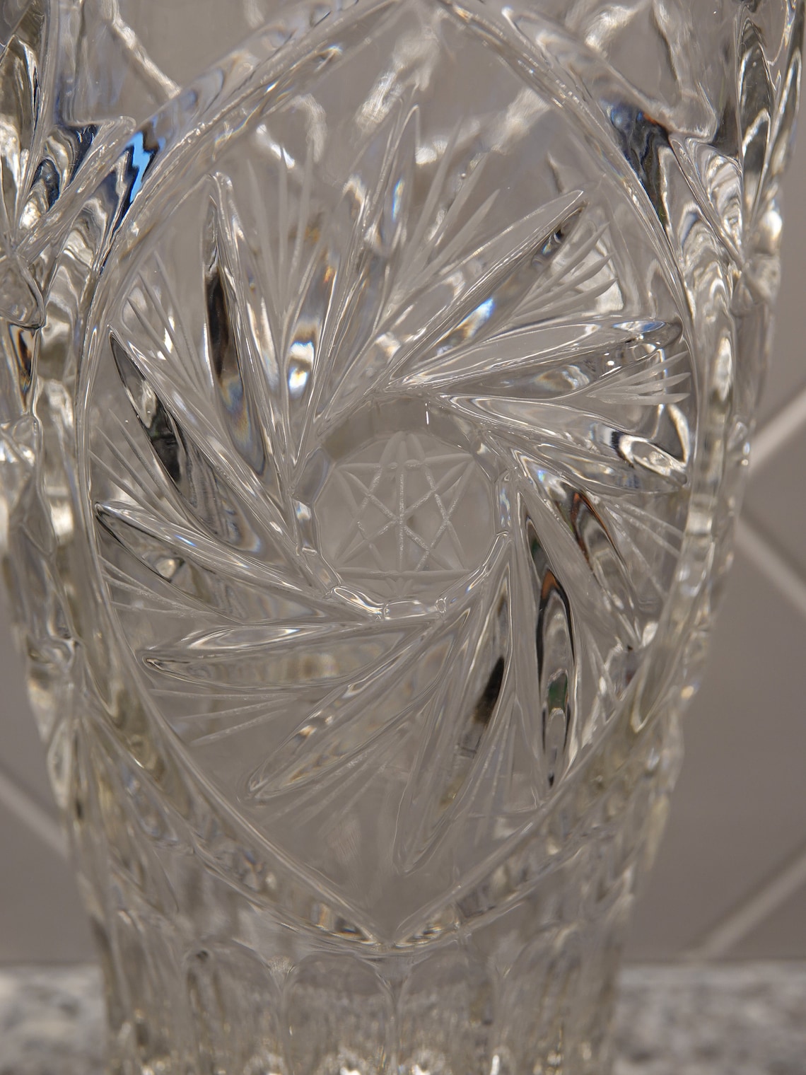 Vintage Crystal VASE Pinwheel Star of David Etsy