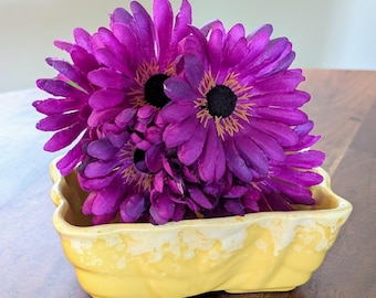 Vintage Mid-Century Yellow Drip Glaze Pottery Planter
