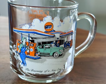 Vintage LUMINARC Gulf Oil Collectors Series Gas Station Glass Coffee Mug