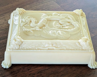 Vintage Cruver-Chicago Celluloid Dragon Playing Card, Cigarette or Trinket Box