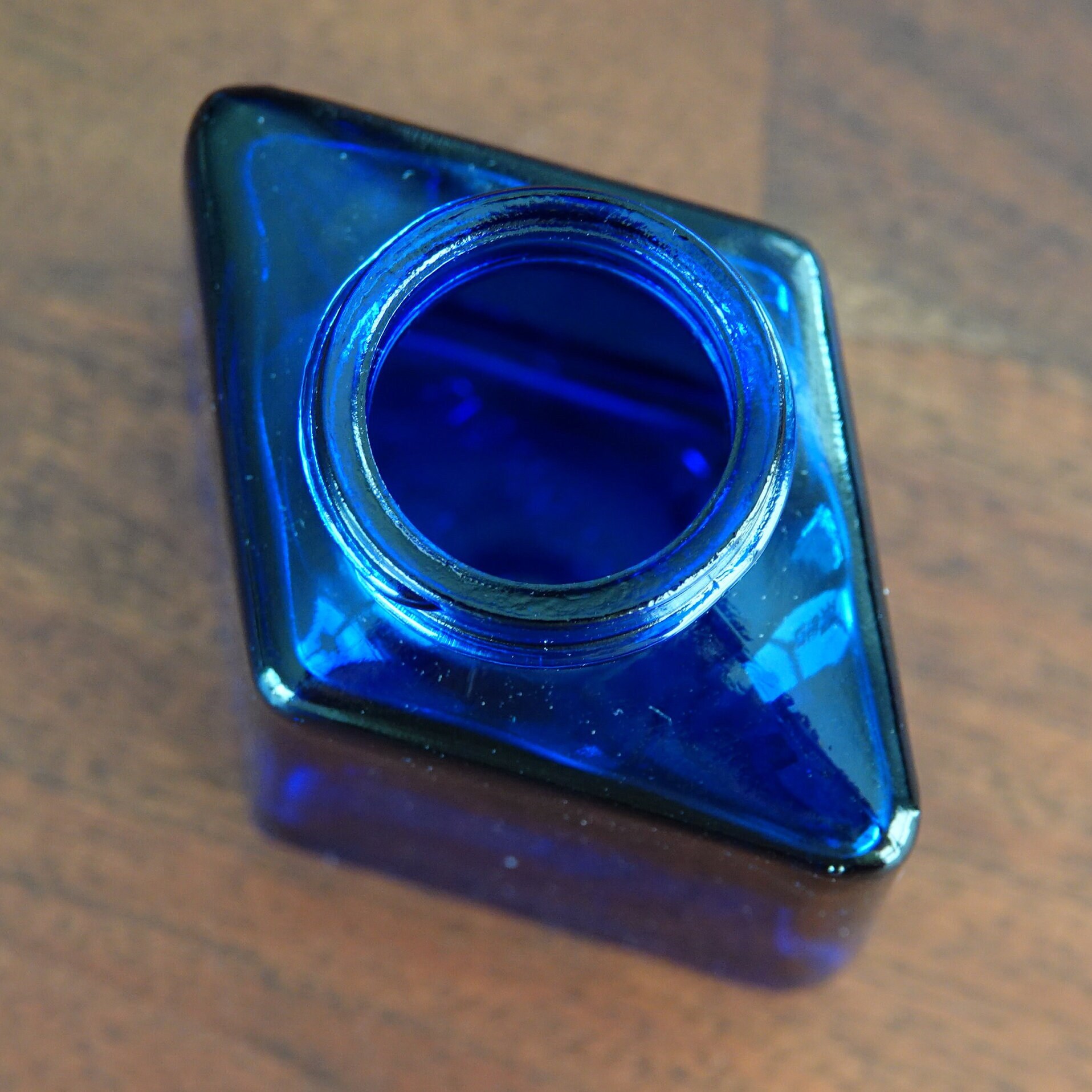 Vintage PARKER Diamond Cobalt Blue Glass Ink Well Jar Etsy