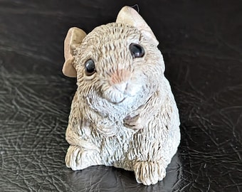 Vintage 1990's United Design Stone Critters Little Brown Mouse Textured Figurine