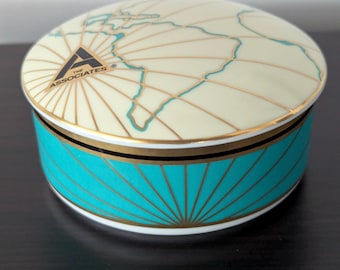 Vintage 1998 TIFFANY & CO "The Associates" Blue and Gold Trinket Box