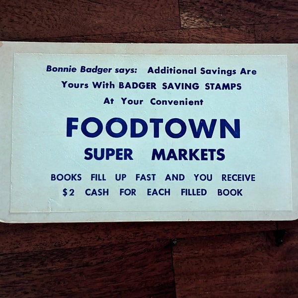 Vintage Foodtown Bonnie Badger Stamps Super Market Advertising Needle Book