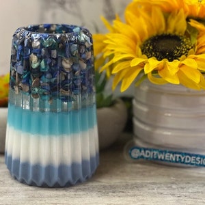 Blue Seashell Ocean Beach Home Decor Resin Flower Vase
