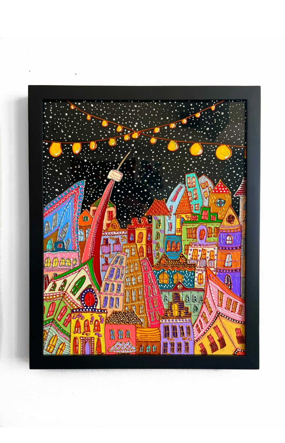 Night in Toronto Glass Painting Home Decor Unique Art Glass Art