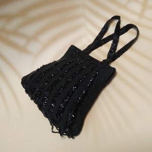 Vintage Evening Purse | Black Beaded Evening Purse |  Beaded evening bag | Miniature Evening Bag