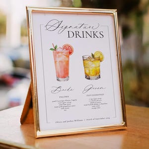 Printable Cocktail Bar Menu Template | Instant Download Template Signage | Wedding Signature Drinks Sign | Templett Editable A4, A3, 12x16