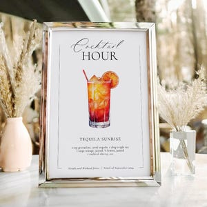 Cocktail Hour Drink Bar Menu Template | Instant Download Template Signage | Wedding Signature Drinks Sign | Templett Editable 4 sizes