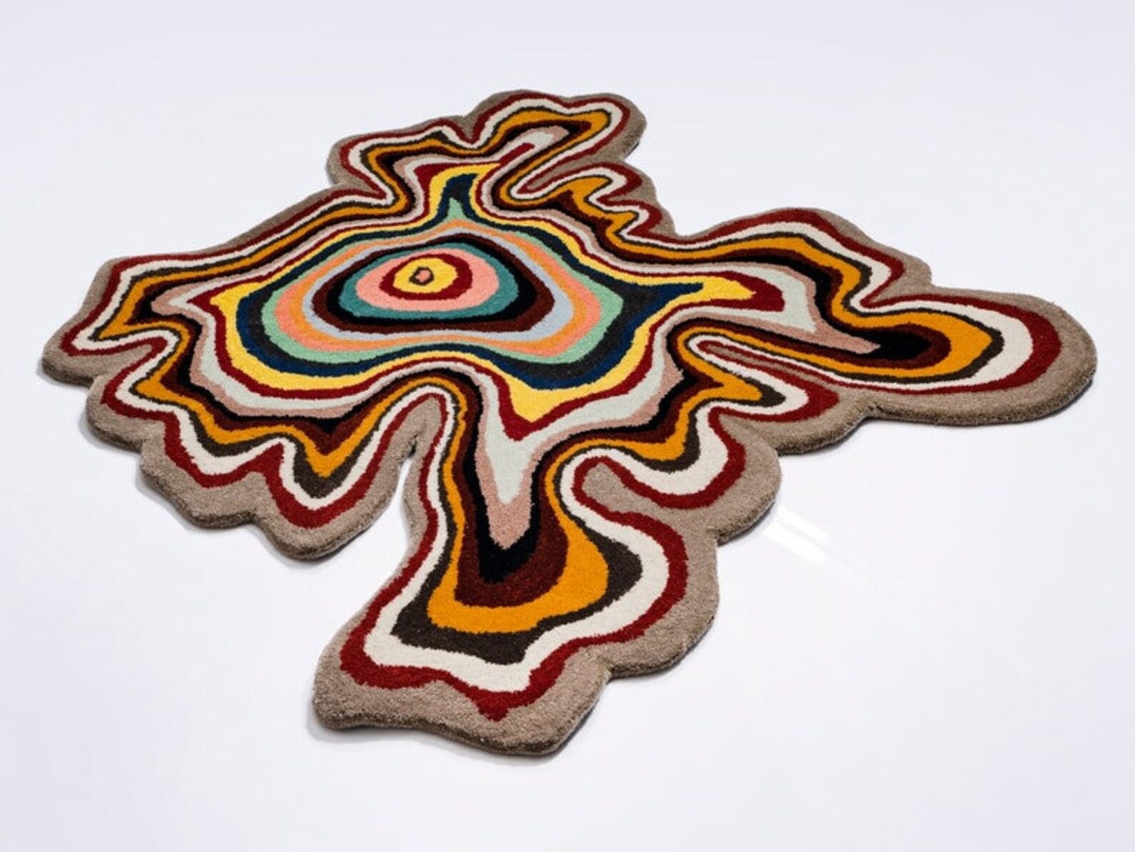 Irregular Shaped Hand Tufted Woolen Rug Multi Colored Etsy