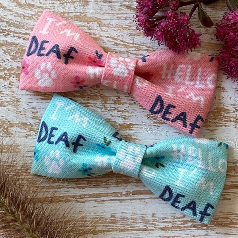 Deaf Dog Bow Deaf Cat Bow Deaf Pet Bow Hearing Impaired Etsy