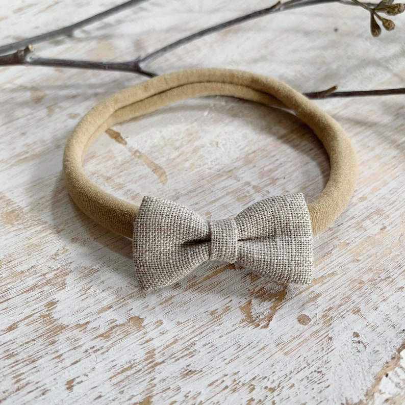 Teacup Dog Bow Greige Linen Bow Small Dog Bows Topknot Etsy