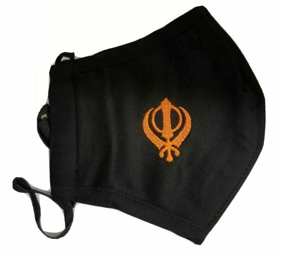 Sikh Singh Kaur Punjabi Embroidery Khanda Protection Face Mask Etsy
