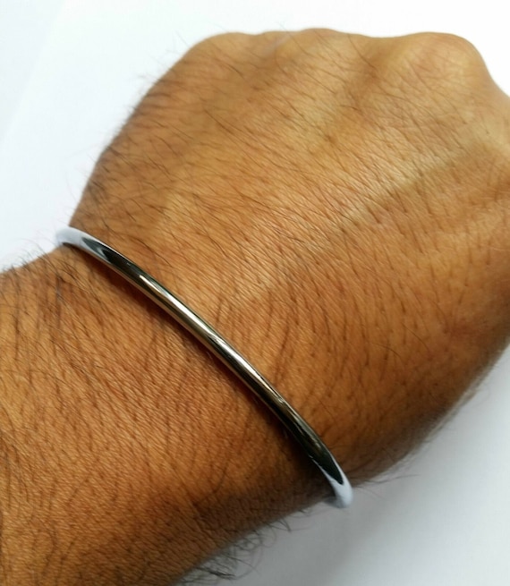 Sikh kara bangle silver tone lines bracelet singh kaur khalsa kakaar k –  www.OnlineSikhStore.com