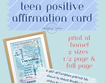Teen Christian Affirmations Print: Positive Self-Help (Digital Download)
