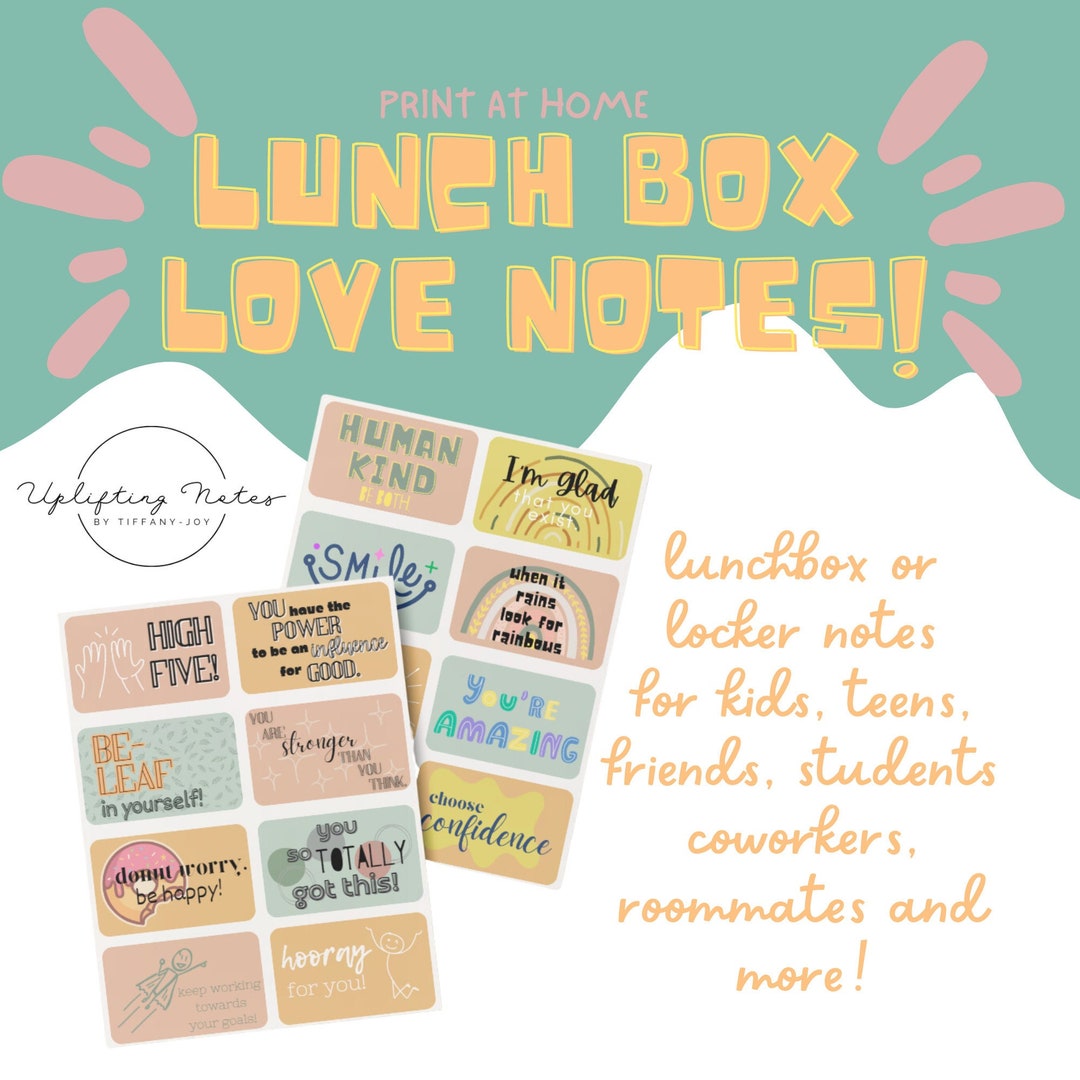 Lunchbox Notes Encouragement Cards Locker Notes Positive Messages Back to School 24 Designs and ...