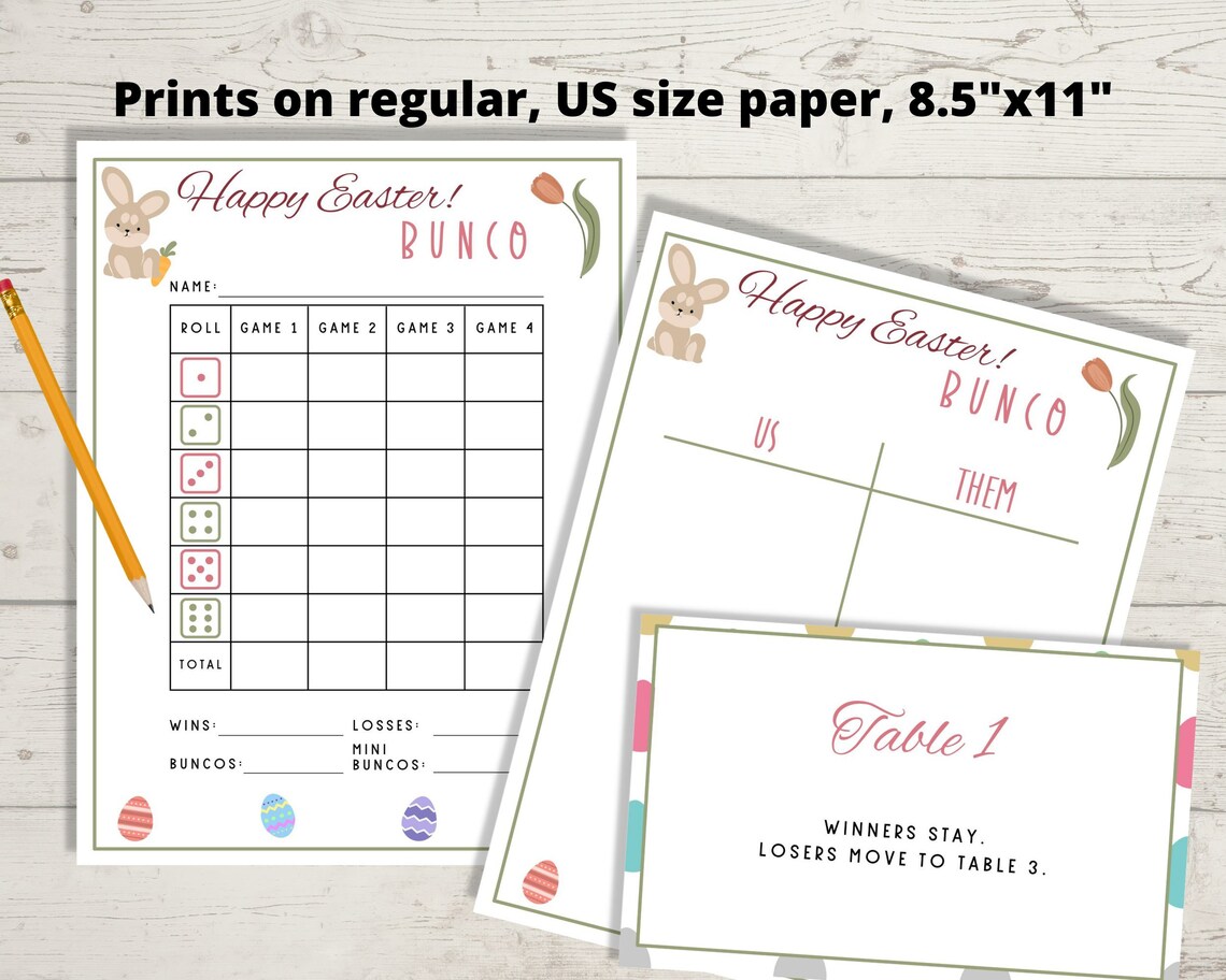 Easter Bunco Bunco Printables, Bunco Game, Bunco Table Numbers, April ...