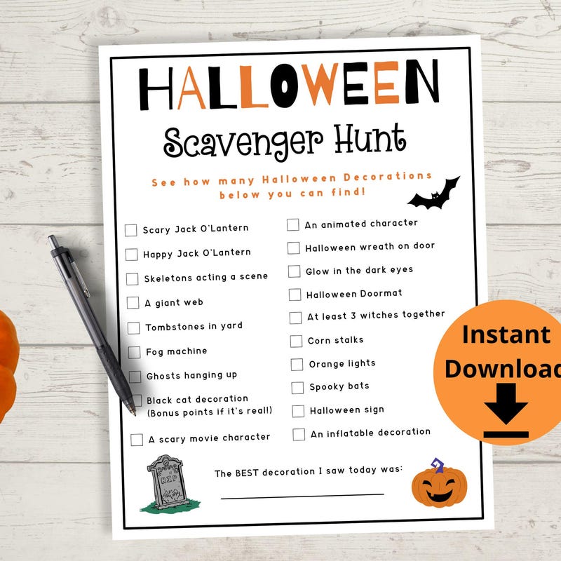 Halloween Scavenger Hunt Etsy