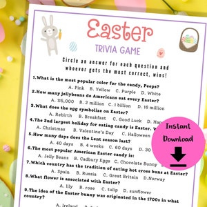 Easter Trivia - Easter Trivia Game, Easter Printable, Easter Game, Easter Quiz, Easter Fun Facts