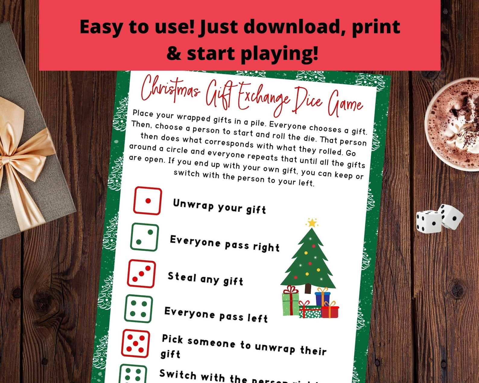 Christmas Gift Exchange Dice Game Christmas Dice Game, Present Exchange