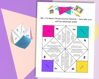 90s Cootie Catcher - Bach to the 90s, 90s Party Games, 90s Bachelorette, 90s TV Nostalgia, Fortune Teller Printable