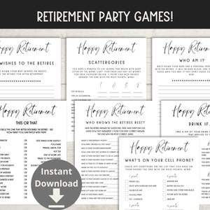 Retirement Party Games - Retirement Game Bundle, Retirement Party Ideas, Printable Retiree Games